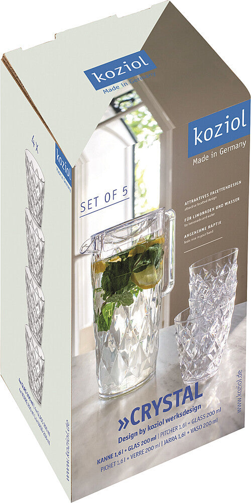 Pitcher+glasses koziol CRYSTAL Pitcher 1.6 l +4 glass. 250 ml Colour crystal clear
