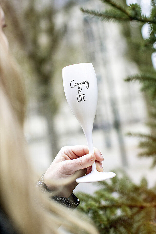 Sprk. gls. koziol CHEERS No. 1 Superglas 100 ml Camping is my life Colour cotton white