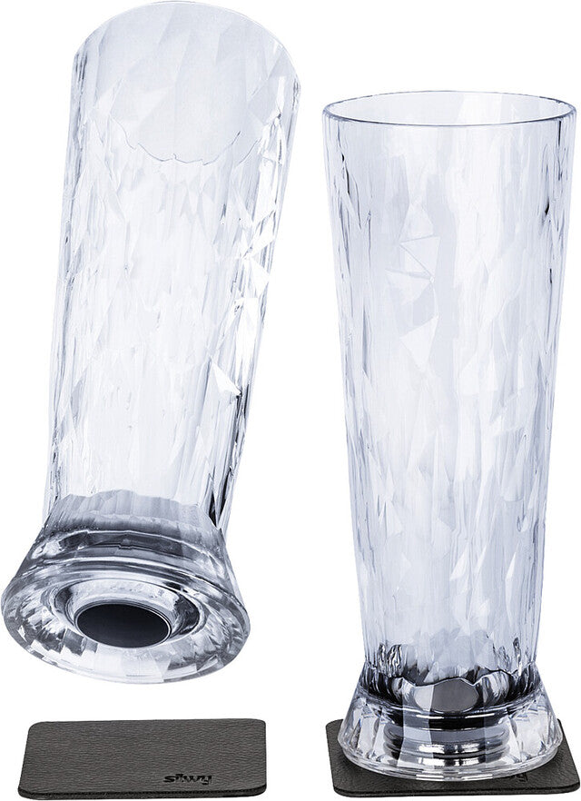Magn. plastikinės stiklinės silwy ALUS rinkinys iš 2 aukštųjų technologijų 500 ml Kol. skaidrus