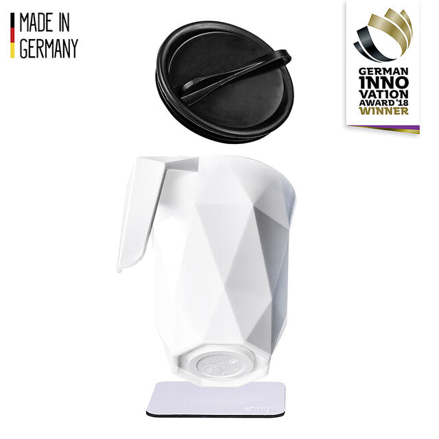 Magn. coffee cup silwy with metal nano gel pad and lid Col. white