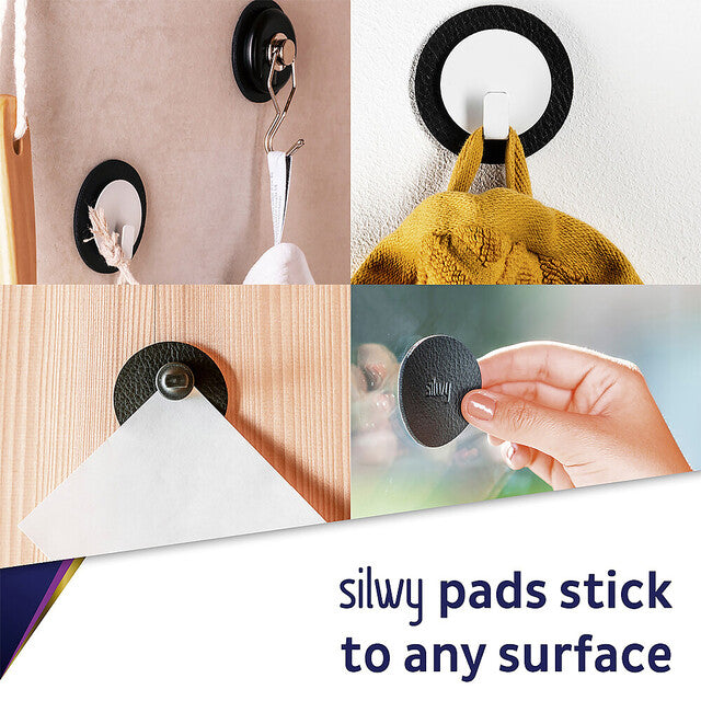 Magn. hook silwy CLEVER WHITE col. white / black incl. metal nano gel pad BLACK