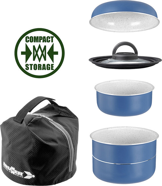 Pot set BRUNNER Carezza Spacemaster diam. 22 cm Vacublock, colour blue