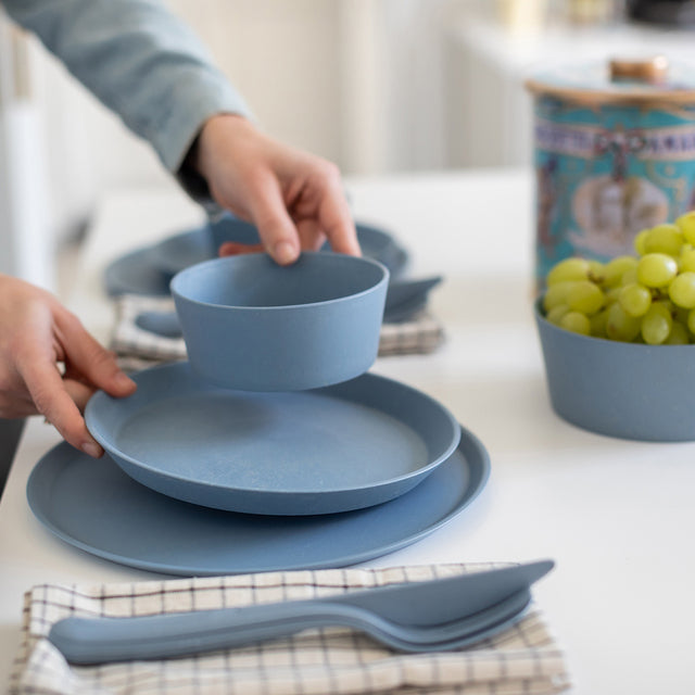 Cutlery set koziol KLIKK 3 pc, col. nature flower blue