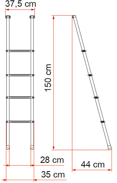 Alcove ladder Fiamma Deluxe 4B 150 x 35 cm
