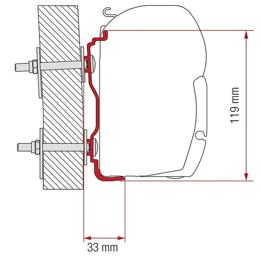 Fiamma adapteris 350 cm Hymer nuo 2016 m. skirtas F45 / F70