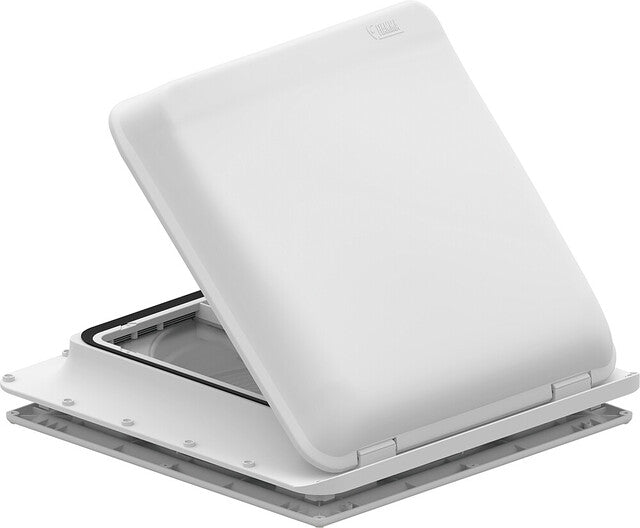 Stogo ventiliacija FIAMMA Turbo Vent su termostatu Montuojamas matmenys 40 x 40 cm Gaubtas baltas