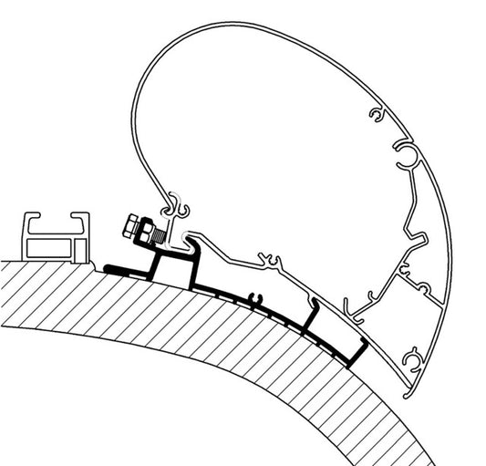 Adapterio bėgelis 550 cm, skirtas Thule Omnistor stogo markizei, Series 6/9 Carthago Chic