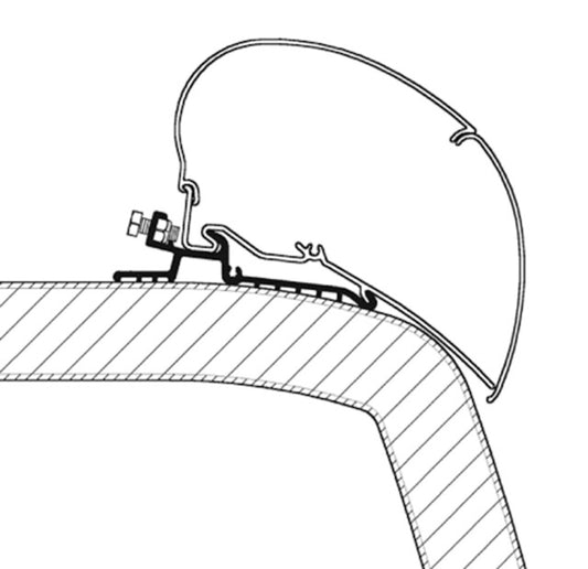 Adapterio bėgelis 400 cm, skirtas Thule Omnistor stogo markizei, serija 6/9 Hymer SX