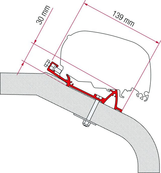 Adapteris 370 cm Fiamma stogo markizei F5 S / F65 L LMC / TEC