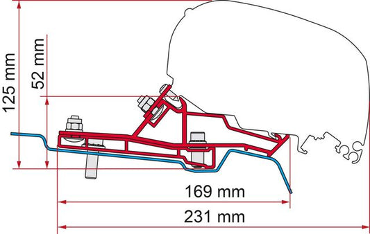 Markizės adapteris FIAMMA Ford Transit Van - H2 L2 skirtas F80s