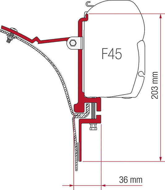 Adapterio rinkinys 2 dalių Fiamma šoninei markizei F45 S / F45 L Markizei iki 3,5 m