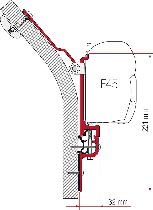 Adapterio rinkinys 3 dalių Fiamma šoninei markizei F45 S / F45 L Eriba Touring