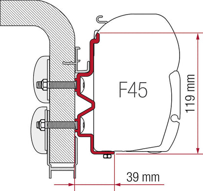 Adapter for side awning Fiamma F45 S / F45 L 300 cm Hymercamp