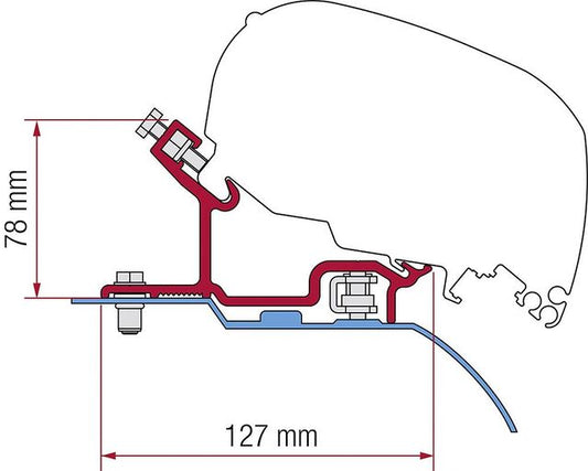 Adapterio komplektas 3 dalių Fiamma stogo markizei F65/F80 Ducato H3 nuo 2006 m.