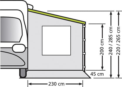 Universal side panel for caravans and motorhomes pull-out 250 cm Version 240