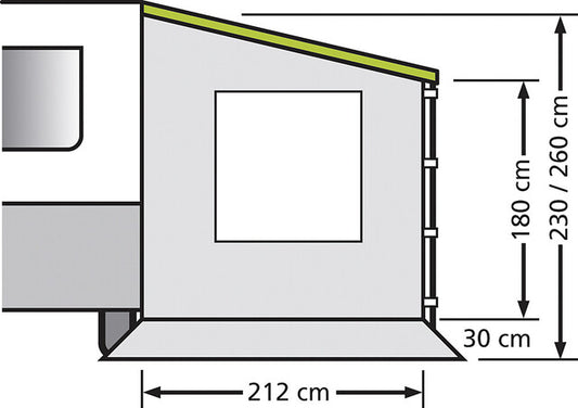Universali šoninė panelė Caravanstore su langu Ištraukiama 225 cm