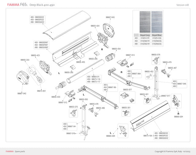 Spare fabric for awning F65 Royal Grey