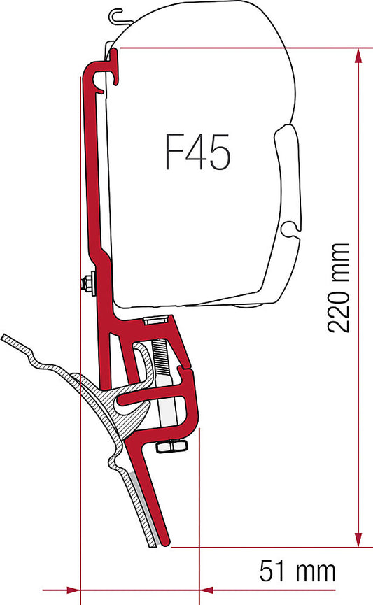 Adapteris Fiamma Kit Brandrup VW T4 F35/F45 2 palaiko