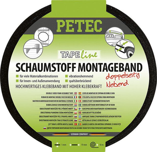 Putplasčio tvirtinimas. juosta Petec dvipusiai klijai 10 mx 19 mm