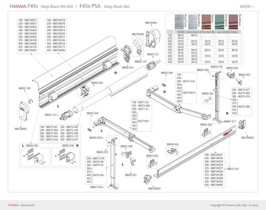 Korpusas 375 cm FIAMMA markizei F45 S Spalva giliai juoda