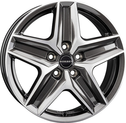 Alloy wheel rim BORBET CWZ 7.5 x 18 inch, mistral anthracite polished glossy
