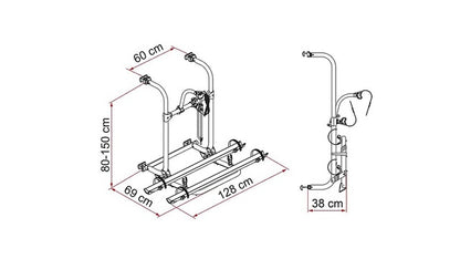 Bicycle rack Fiamma Carry Bike Pro 2 bikes Load cap. 60 kg colour alu.