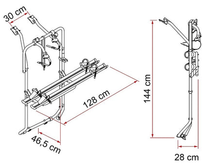 Bicycle rack FIAMMA Carry Bike VW T5 D / T6 D from 07 / 2003 2 bikes Load cap. 35 kg colour alu.