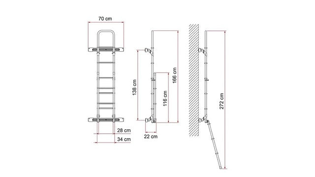 Rear ladder FIAMMA Deluxe DJ, col. anodised