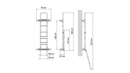Rear ladder FIAMMA Deluxe DJ, col. anodised