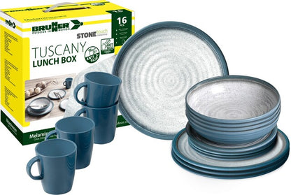 Brunner dishes set melamine Tuscany 16-pcs. Colour blue