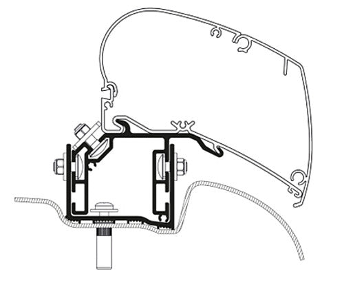 Stogo adapteris Thule VW Crafter nuo 2017 m. 3 vnt. Vairas kairėje pusėje