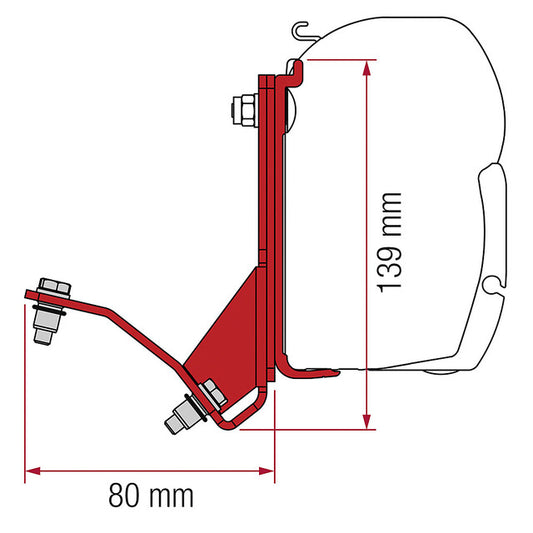 Adapterio komplektas Fiamma 4 vnt. Fiat Ducato Hymercar sieninei markizei F45