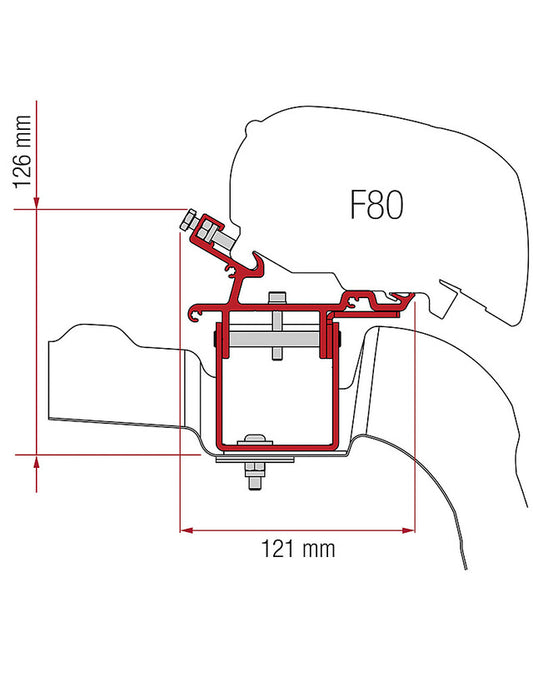 Adapterio komplektas Fiamma 3 vnt. VW Crafter / MAN L3H3 be stogo bėgelio