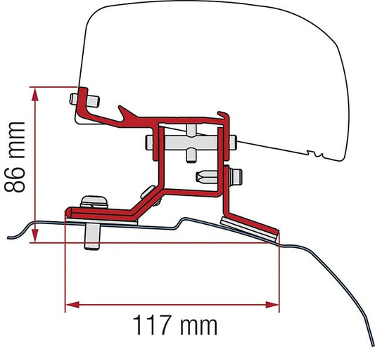 Adapteris Fiamma 2 vnt. Ford Custom L2 nuo 2012 m. skirtas F40van vairui kairėje ir dešinėje
