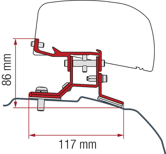 Adapteris Fiamma 2-tlg. Ford Custom L1 ab 2012 für F40van Rechtslenker