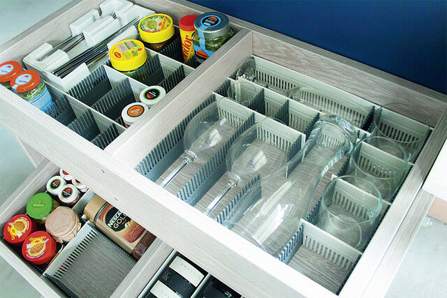 Dividers purvario for drawers 8-pcs. Colour light grey / anthracite