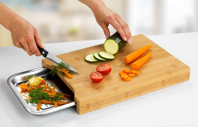 Bamboo chopping board WENKO with stainless steel bowl