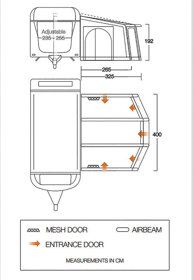 Caravan awning Vango Tuscany Air 400 Elements ProShield, no groundsheet Colour grey