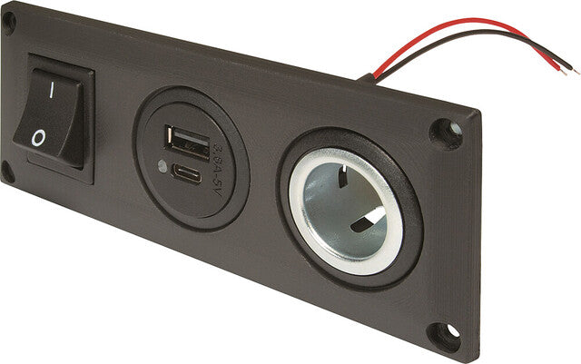 Skydelyje montuojamas lizdas EV PRO CAR su USB-C/A dvigubu perjungiamu lizdu