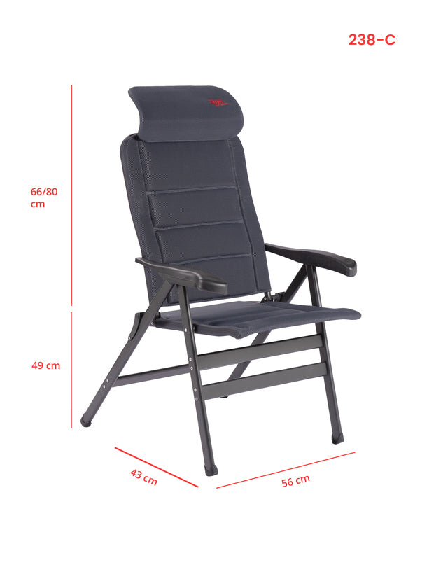 Camping chair CRESPO Air Deluxe Compact XL col. grey