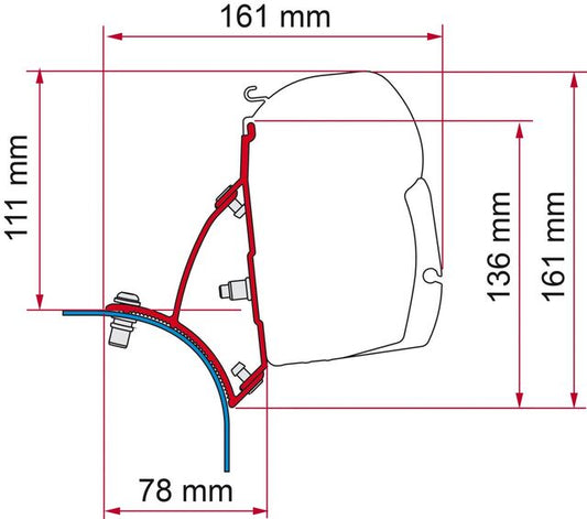 Markizės adapteris FIAMMA komplektas VW T5/T6 Pakeliamas stogas skirtas F45s