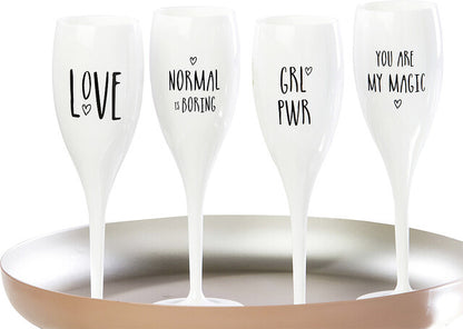 Super gls. koziol CHEERS No. 1 100 ml, set of 4 4 printed motifs