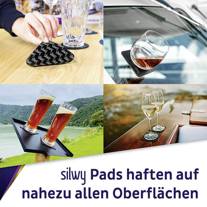 Magn. cryst. glasses silwy WINE 2-pc. set 250 ml 2 cryst. glasses + 2 pads Col. transparent