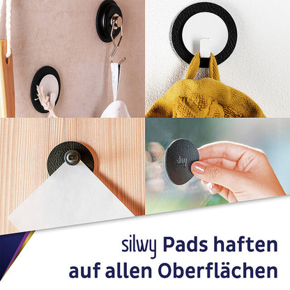 Magn. hook silwy THE ONE Col. black incl. metal nano gel pad BLACK