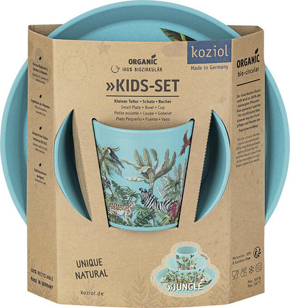 Crockery set koziol CONNECT Jungle 3 pcs set Small plate + bowl + cup Colour organic turquoise
