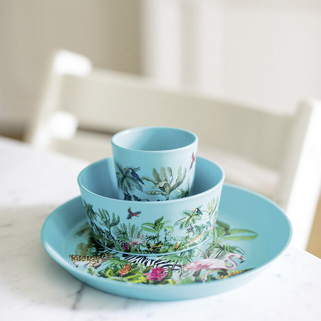 Crockery set koziol CONNECT Jungle 3 pcs set Small plate + bowl + cup Colour organic turquoise