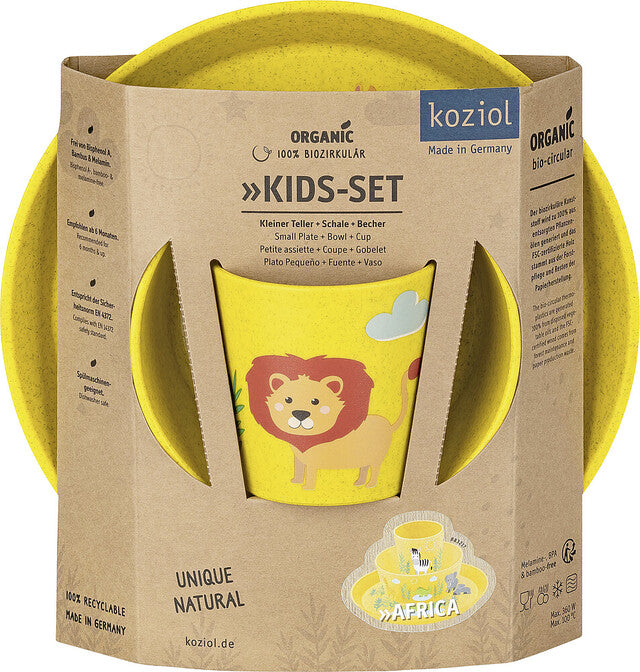 Crockery set koziol CONNECT AFRICA 3 pcs set Small plate + bowl + cup Colour organic yellow