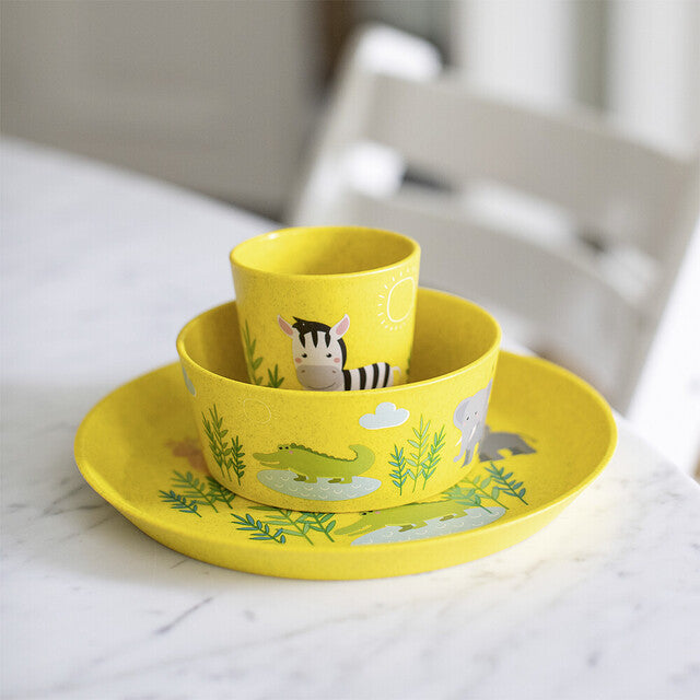 Crockery set koziol CONNECT AFRICA 3 pcs set Small plate + bowl + cup Colour organic yellow