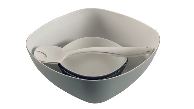 Salad set Outwell Gala for 2 persons, bowl, 2 dishes, salad servers colour grey & sand