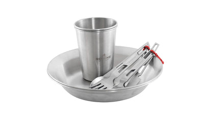 Crockery set ROBENS Sierra Steel Meal Set each 2 x plates, cups, cutlery incl. bag